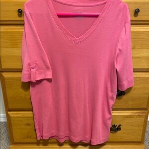 Pink, Chico’s V-Neck Tee, short sleeves